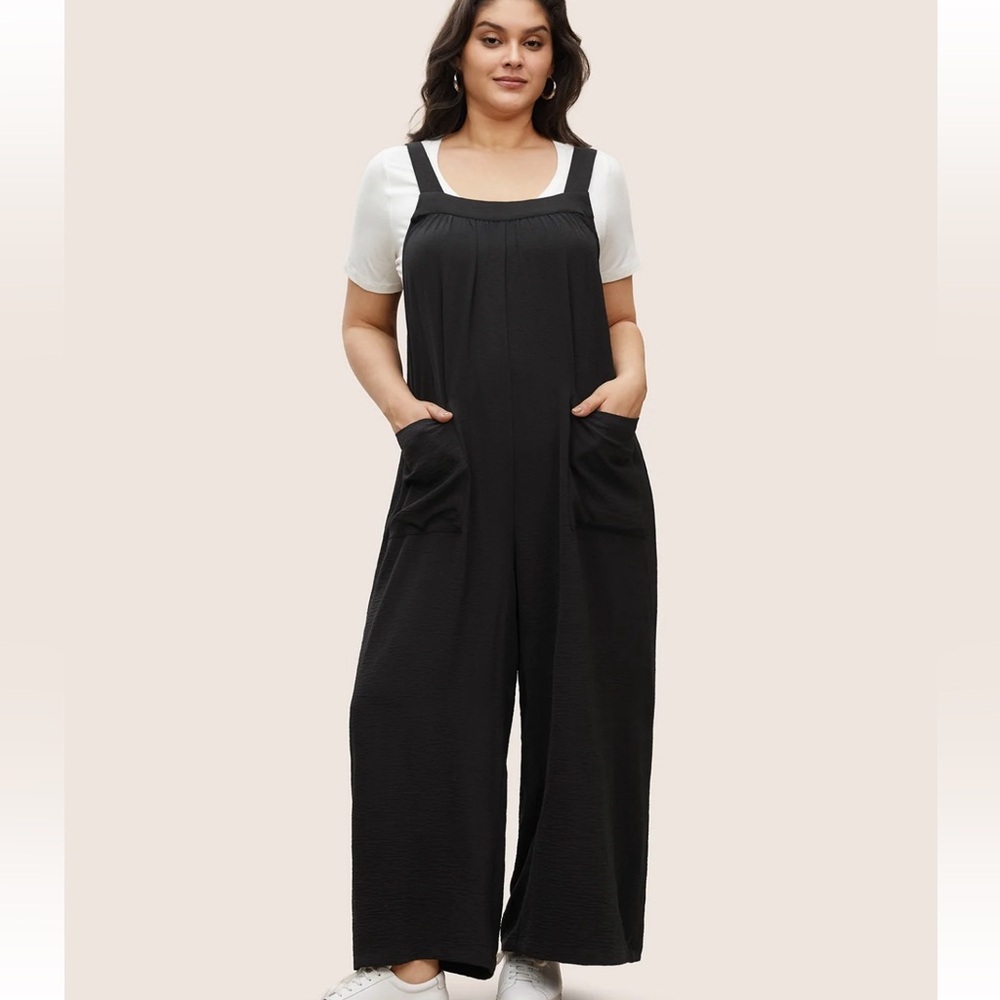 BloomChic Plus Size 2XL Plain Pleated Wide Leg Jumpsuit us18-20